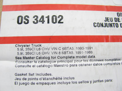 Fel-pro OS34102 Engine Oil Pan Gasket For 1989-1993 Dodge 5.9L CUMMINS DIESEL