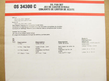 Fel-Pro OS34300C Engine Oil Pan Gasket Set 87-03 Buick GMC Pontiac 2.0L 2.2L I4