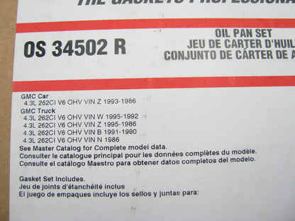 Fel-pPro OS34502R Engine Oil Pan Gasket Set 1986-95 Chevy GMC 262 4.3L V6