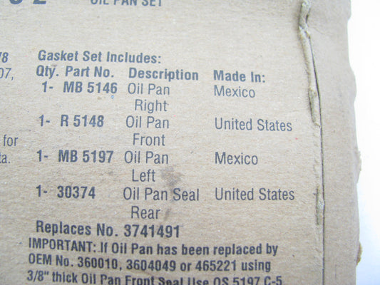Fel-Pro OS5197C-2 Engine Oil Pan Gasket Set