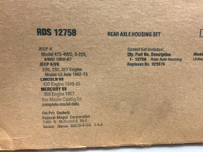 Fel-pro RDS12758 Axle Housing Cover Gasket - Rear