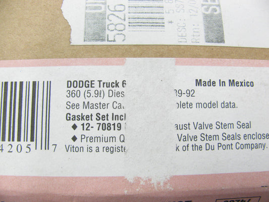 Fel-pro SS70819-1 Valve Stem Seal Set For 1989-1998 Dodge 5.9L-L6 Cummins Diesel