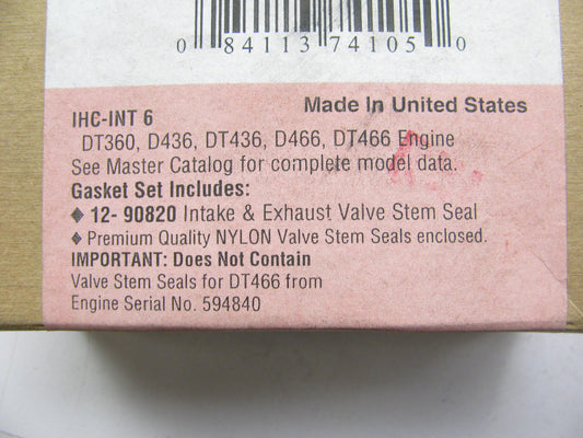 Fel-pro SS72577 Valve Stem Seal Set 1987-1993 IH DT360 D436 DT436 D466 DT466