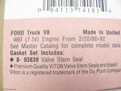 Fel-pro SS72687 Intake Valve Stem Seal Set - 1986-1992 Ford 460 7.5L BBF V8