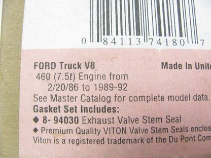 Fel-pro SS72702 Exhaust Valve Stem Seal Set For 1986-1992 Ford 460 7.5L-V8