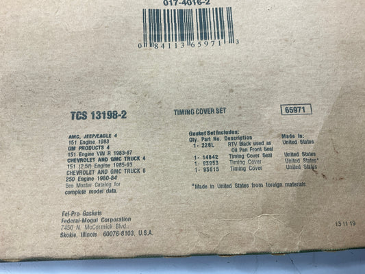 Fel-pro TCS13198-2 Timing Cover Gasket Set For 1983-1993 Jeep AMC GM 2.5L-L4