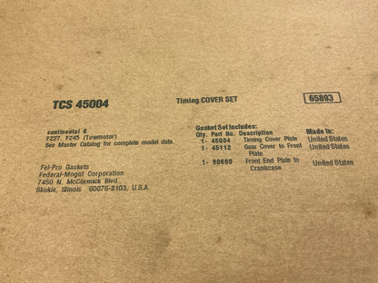 Fel-Pro TCS45004 Timing Cover Gasket Set For Towmotor W/ Continental F227 F245