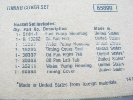 Fel-Pro TCS45008 Timing Cover Gasket Set 1965-1978 Ford Mercury 260 289 302 351