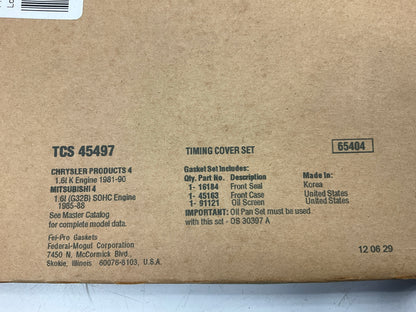 Fel-Pro TCS45497 Timing Cover Gasket Set For 1981-1990 Plymouth 1.6L-L4