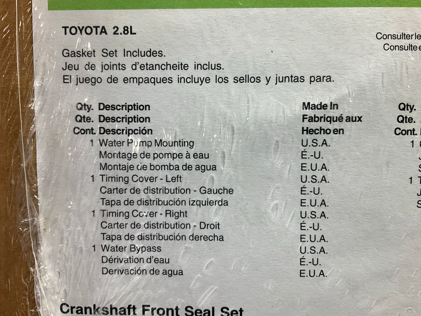 Fel-Pro TCS45518-1 Engine Timing Cover Gasket Set For 1982-1988 Toyota 5MGE