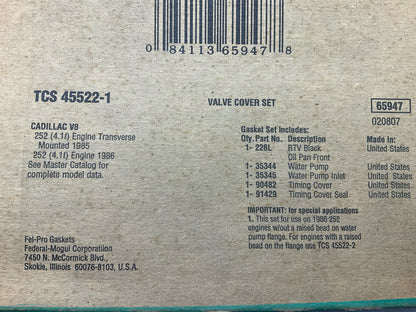 Fel-pro TCS45522-1 Timing Cover Gasket Set For 1985-1986 Cadillac 4.1L V8