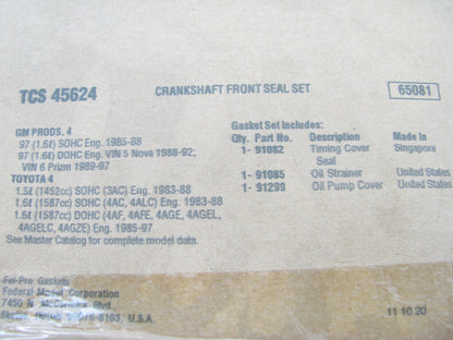 Fel-Pro Engine Crankshaft Seal Kit Front - 1985-89 Toyota MR2, 1983-1997 Corolla