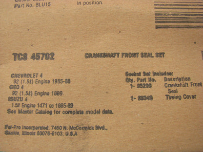 Fel-pro TCS45702 Engine Crankshaft Front Gasket Seal Kit -1985-89 GM 1.5L