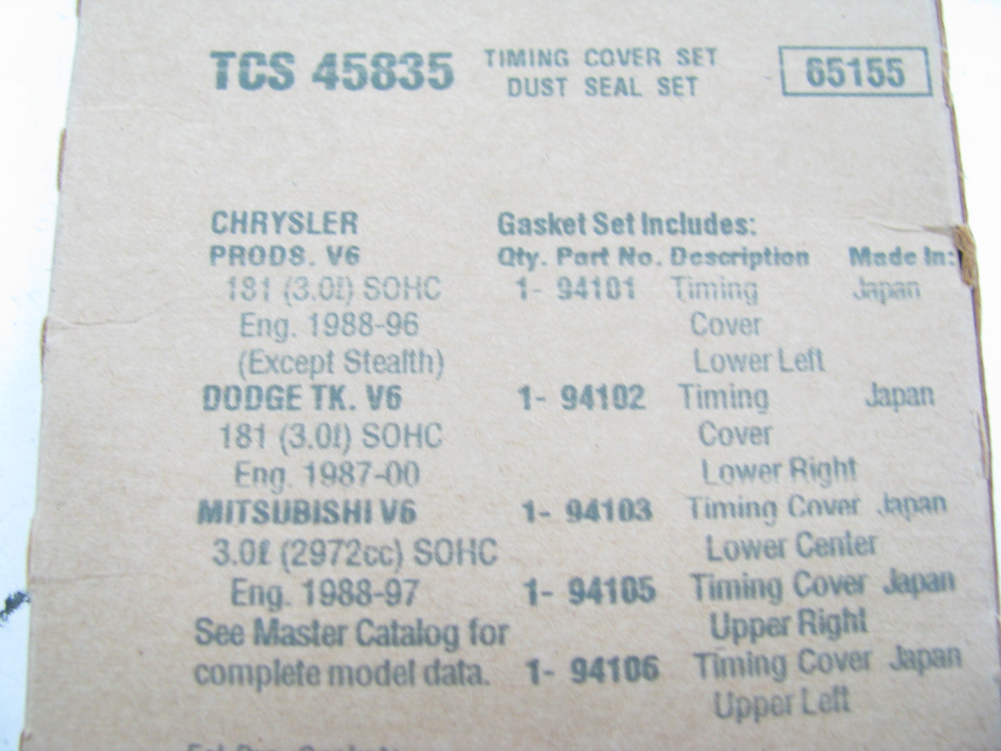 Fel-Pro TCS45835 Engine Timing Cover Dust Seal Set For 1987-00 Chrysler 3.0L V6
