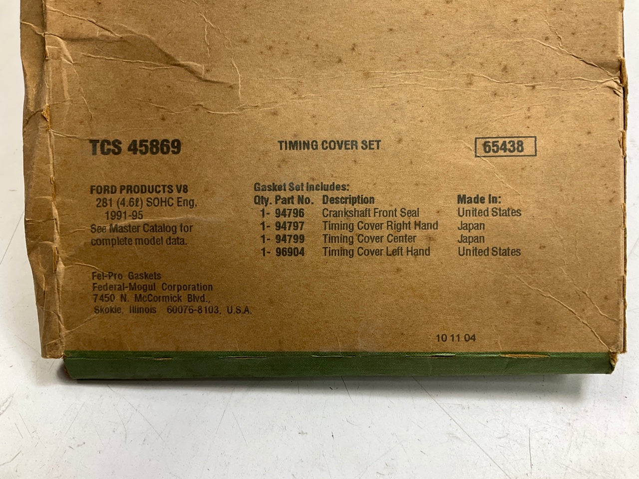 Fel-pro TCS45869 Timing Cover Gasket Set For 1991-1995 Ford Mercury 4.6L V8