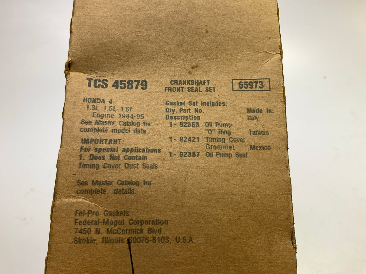 Fel-pro TCS45879 FRONT Engine Crankshaft Seal Kit
