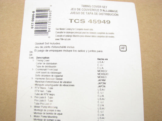 Fel-Pro TCS45949 Engine Timing Cover Gasket Set For 1992-1996 Dodge 3.9L 5.2L