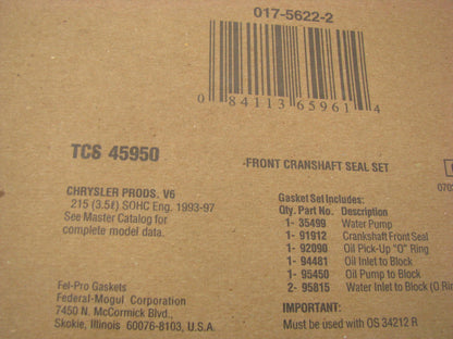 Fel-Pro TCS45950 Engine Timing Cover Gasket Set For 1993-1997 Dodge 3.5L V6