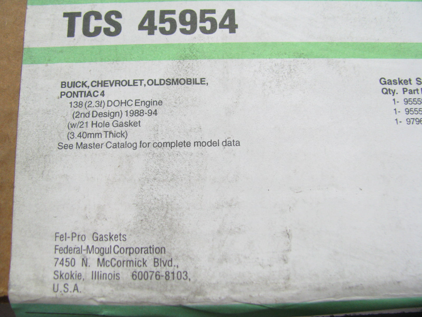 Fel-pro TCS45954 Timing Cover Gasket Set For 91-95 Buick Chevrolet Pontiac 2.3L