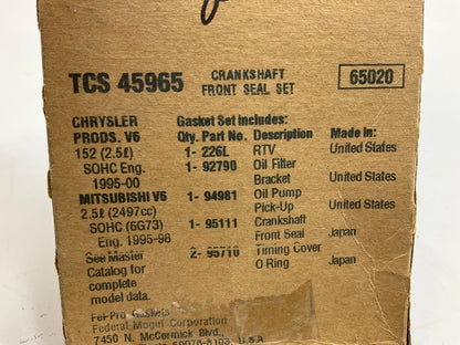 Fel-pro TCS45965 FRONT Engine Crankshaft Seal Kit For 1995-05 Chrysler 2.5L 3.0L