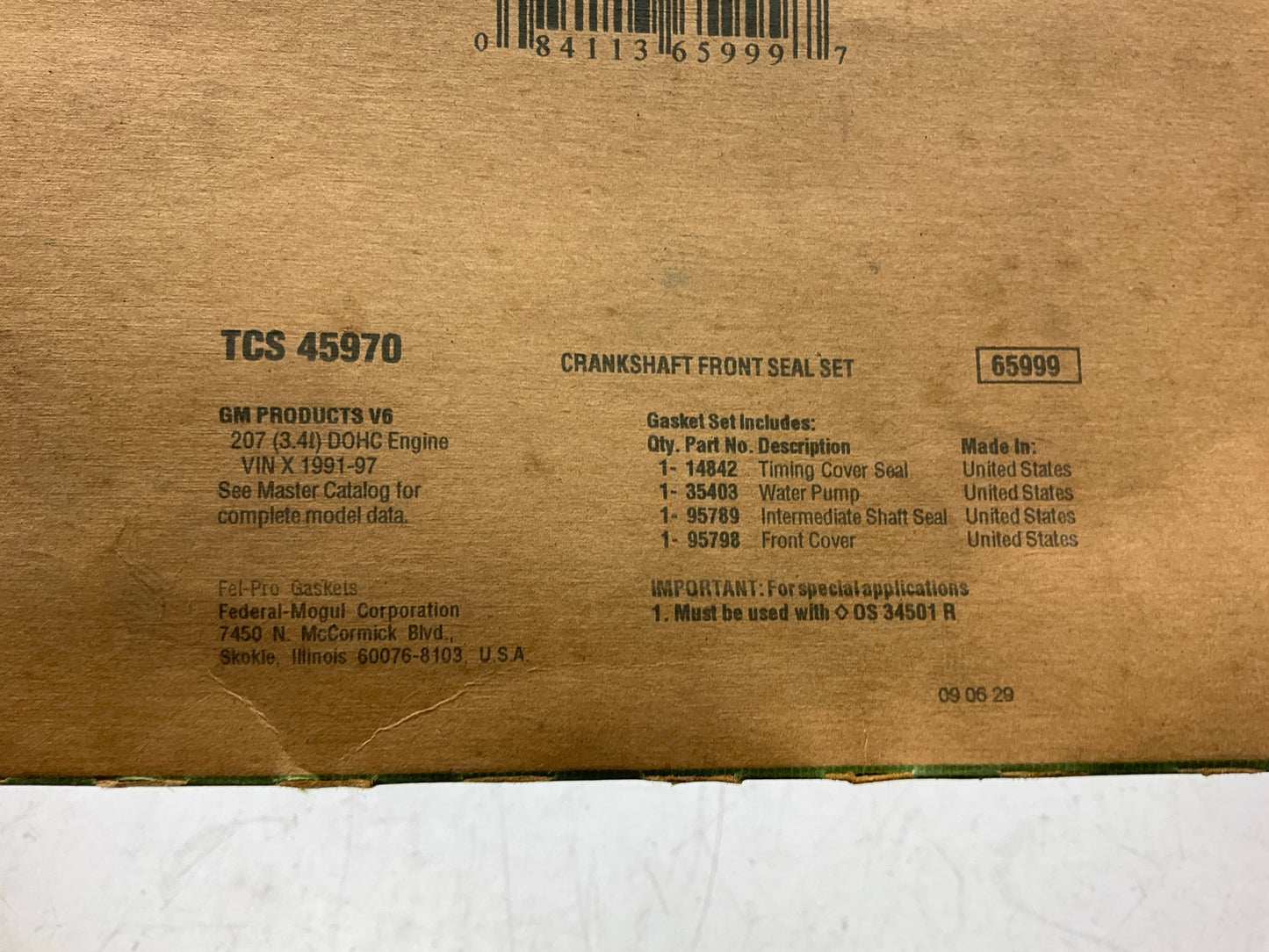 FEL-PRO TCS45970 Front Crankshaft Seal Kit - 91-97 Chevy Olds Pontiac 3.4L V6
