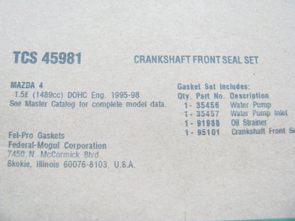 FEL-PRO TCS45981 Engine Crankshaft Front Seal Kit - 95-98 Mazda Protege 1.5L