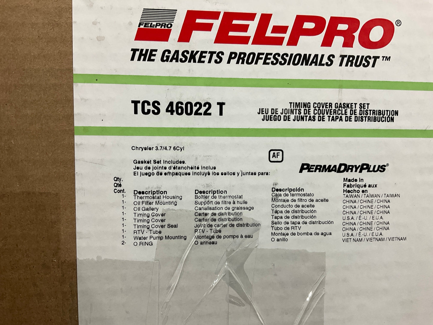 Fel-Pro TCS46022T Engine Timing Cover Gasket Set For 2002-12 Chrysler 3.7L 4.7L