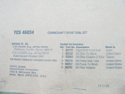 FEL-PRO TCS46034 Front Crankshaft Seal Kit For 1996-2001 Nissan 3.3L V6