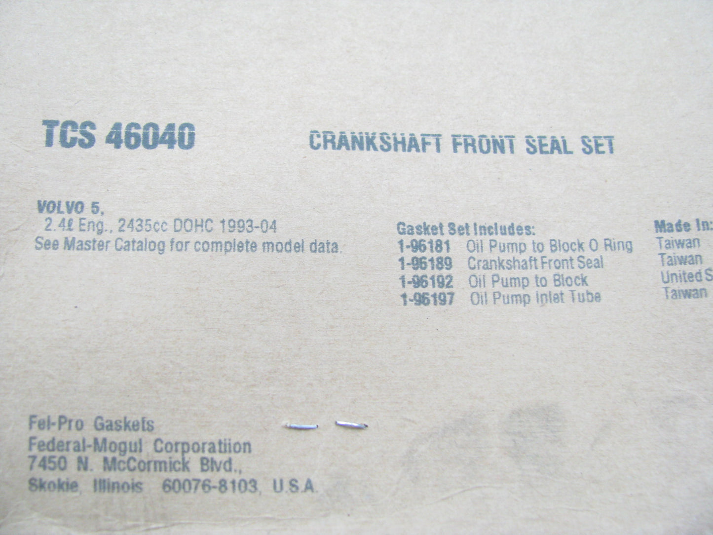 Fel-pro TCS46040 Front Engine Crankshaft Seal Kit