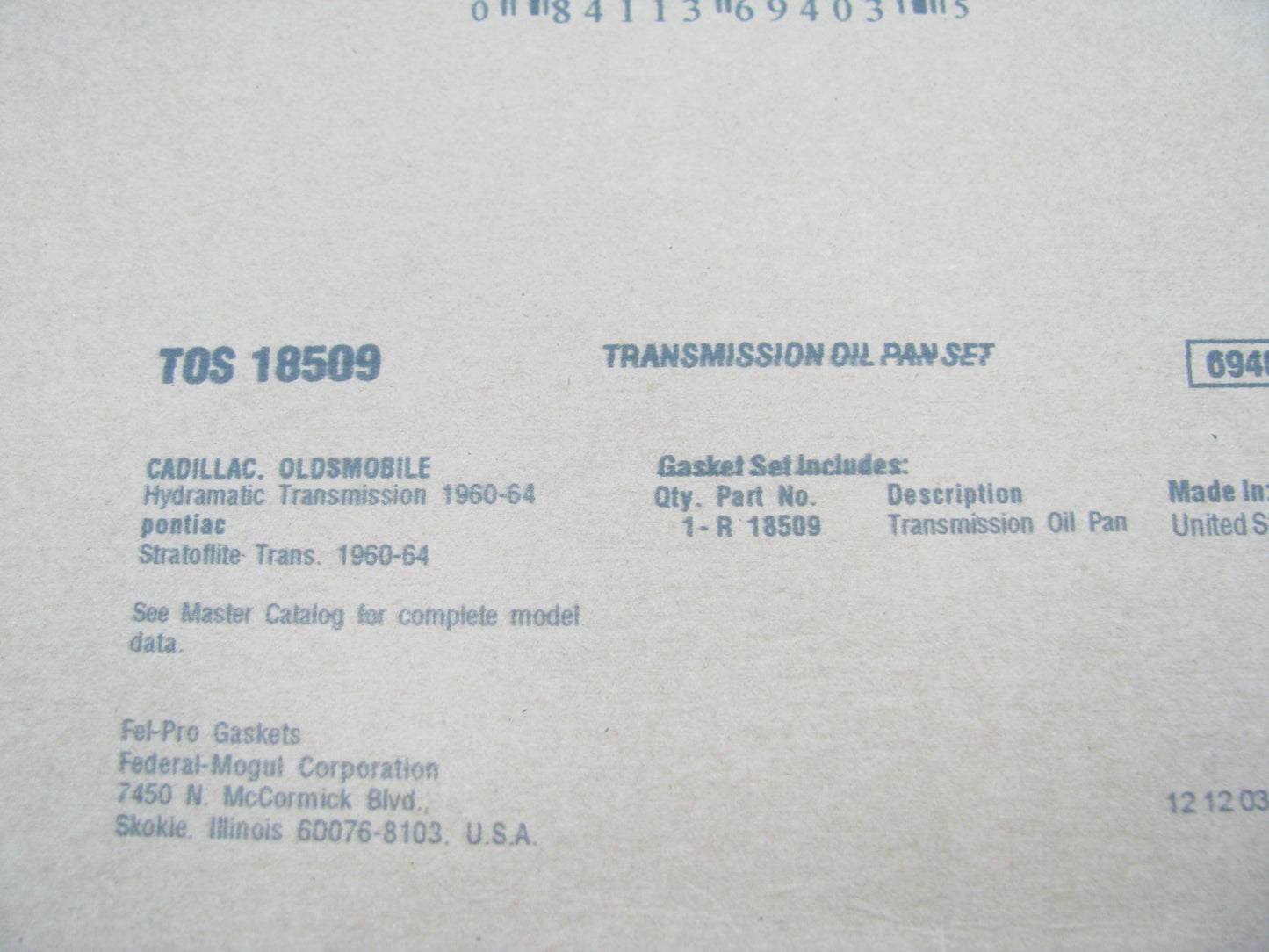 Fel-Pro TOS18509 Auto Trans Oil Pan Gasket - GMC Jetaway 315 3 Speed 14-BOLT