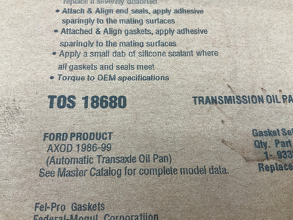 Fel-Pro TOS18680 Auto Trans Oil Pan Gasket - AXOD, AXOD-E Tranny 17-BOLT HOLE