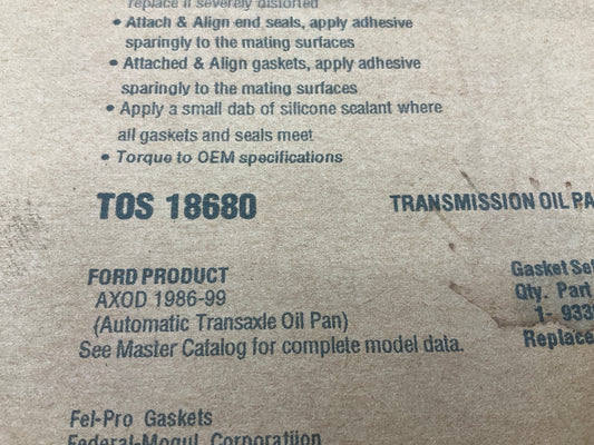 Fel-Pro TOS18680 Auto Trans Oil Pan Gasket - AXOD, AXOD-E Tranny 17-BOLT HOLE