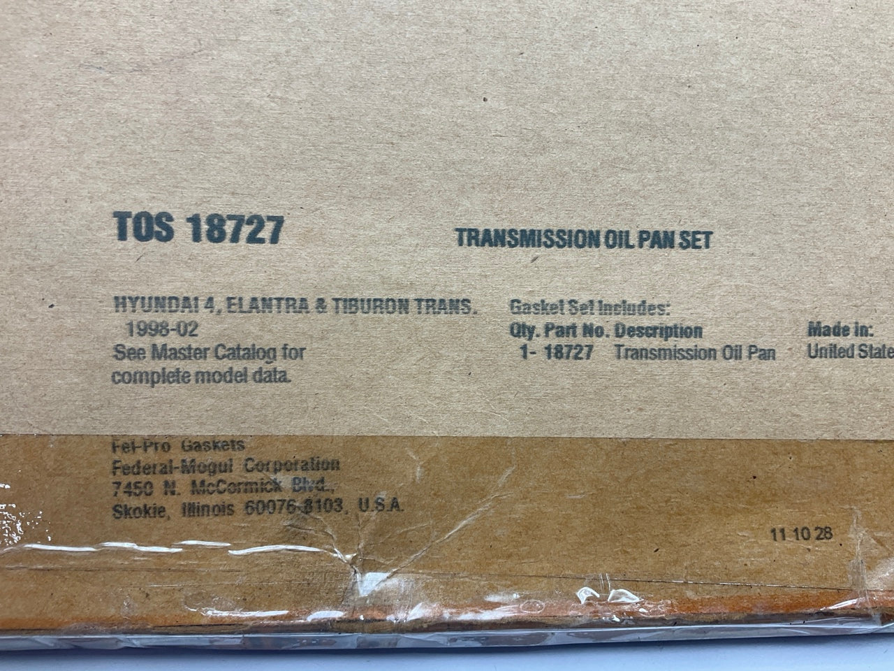 Fel-Pro TOS18727 Auto Trans Oil Pan Gasket For 1998-02 Hyundai Elantra, Tiburon