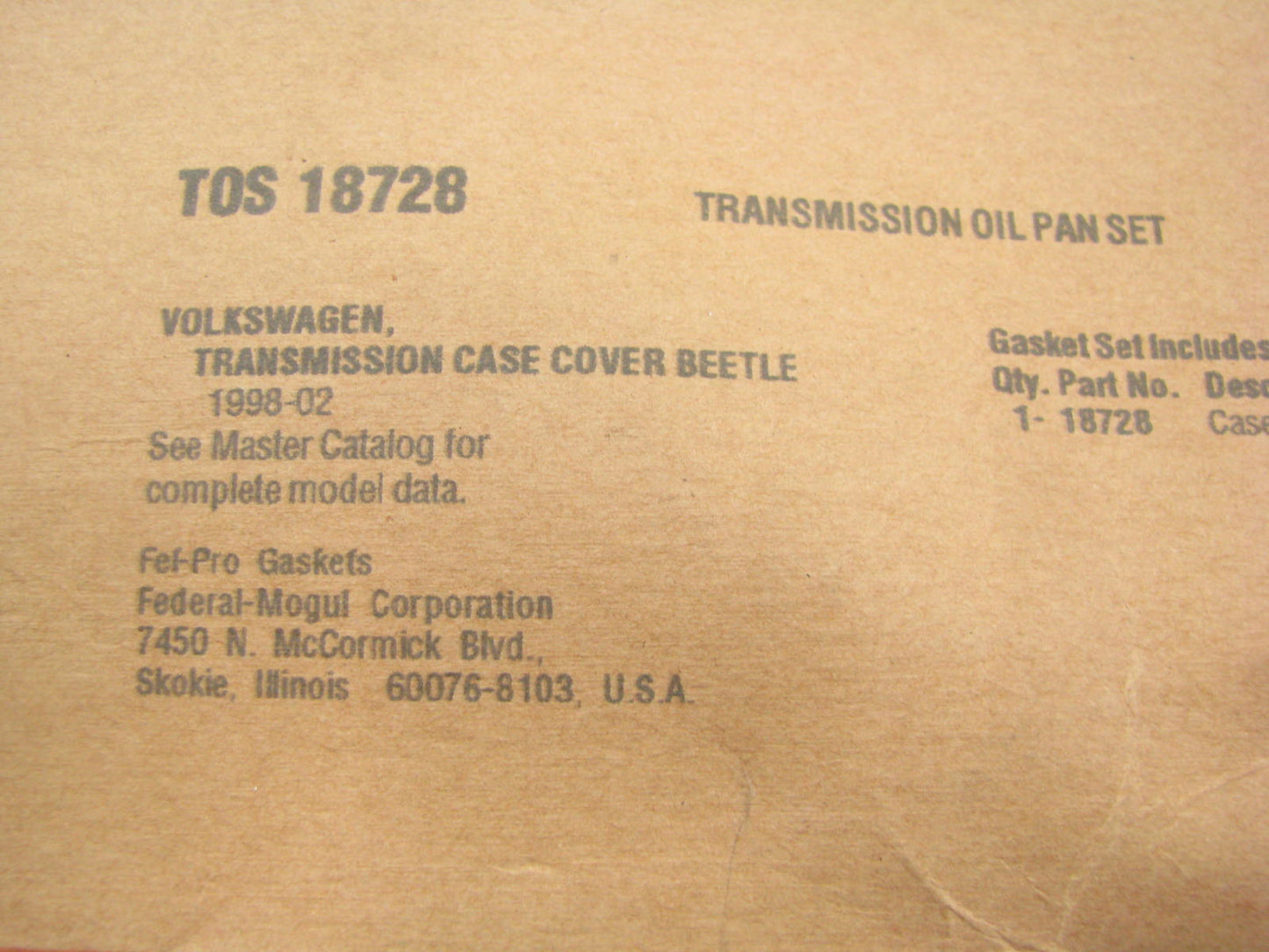 Fel-Pro TOS18728 Auto Trans Oil Pan Gasket 1995-05 Volkswagen VW 01M Tranny