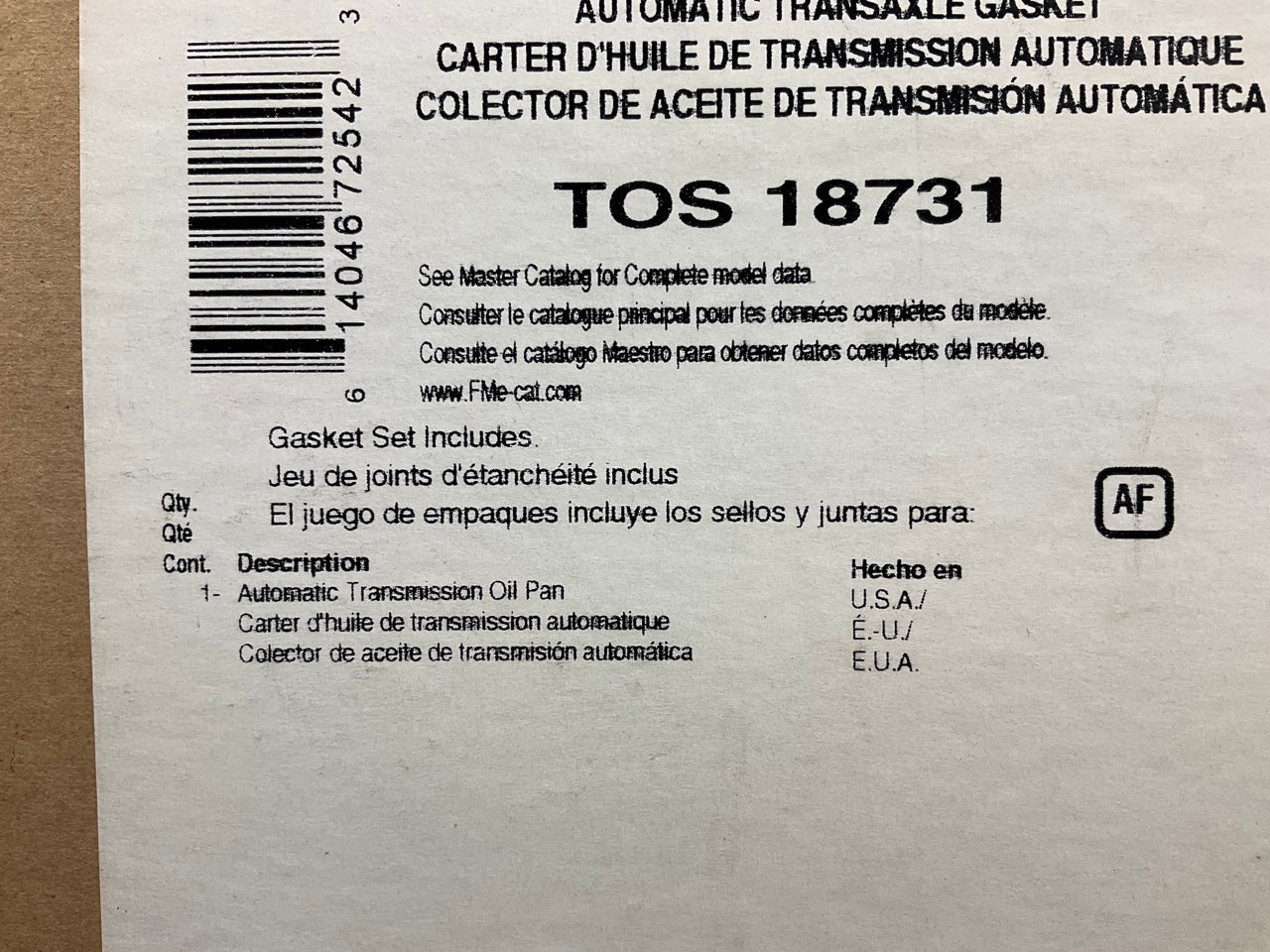 Fel-pro TOS18731 Auto Trans Oil Pan Gasket - Ford 4F27E, FNR5