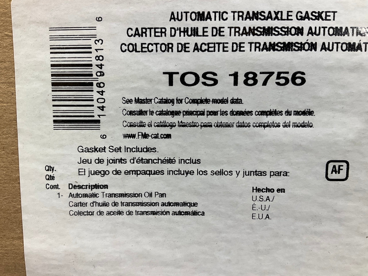 Fel-Pro TOS18756 FRONT Auto Trans Oil Pan Gasket GMC 4L30-E 4-Spd Trans 12-BOLT