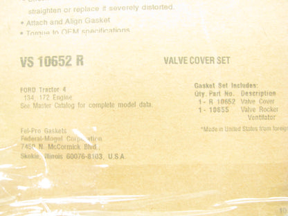 Fel-pro VS10652R Valve Cover Gasket - 1953-1967 Ford Industrial Tractor 134 172