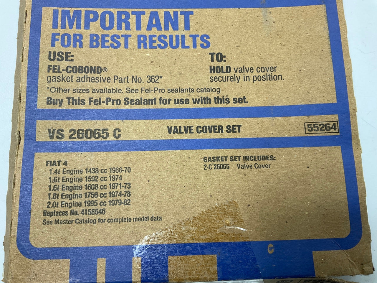 Fel-pro VS26065C Valve Cover Gaske Set For T1968-1982 Fiat 1.4L 1.6L 1.8L 2.0L