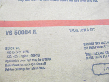 Fel-pro VS50004R Engine Valve Cover Gasket Set 1967-76 Buick 400 430 455 V8 OHV