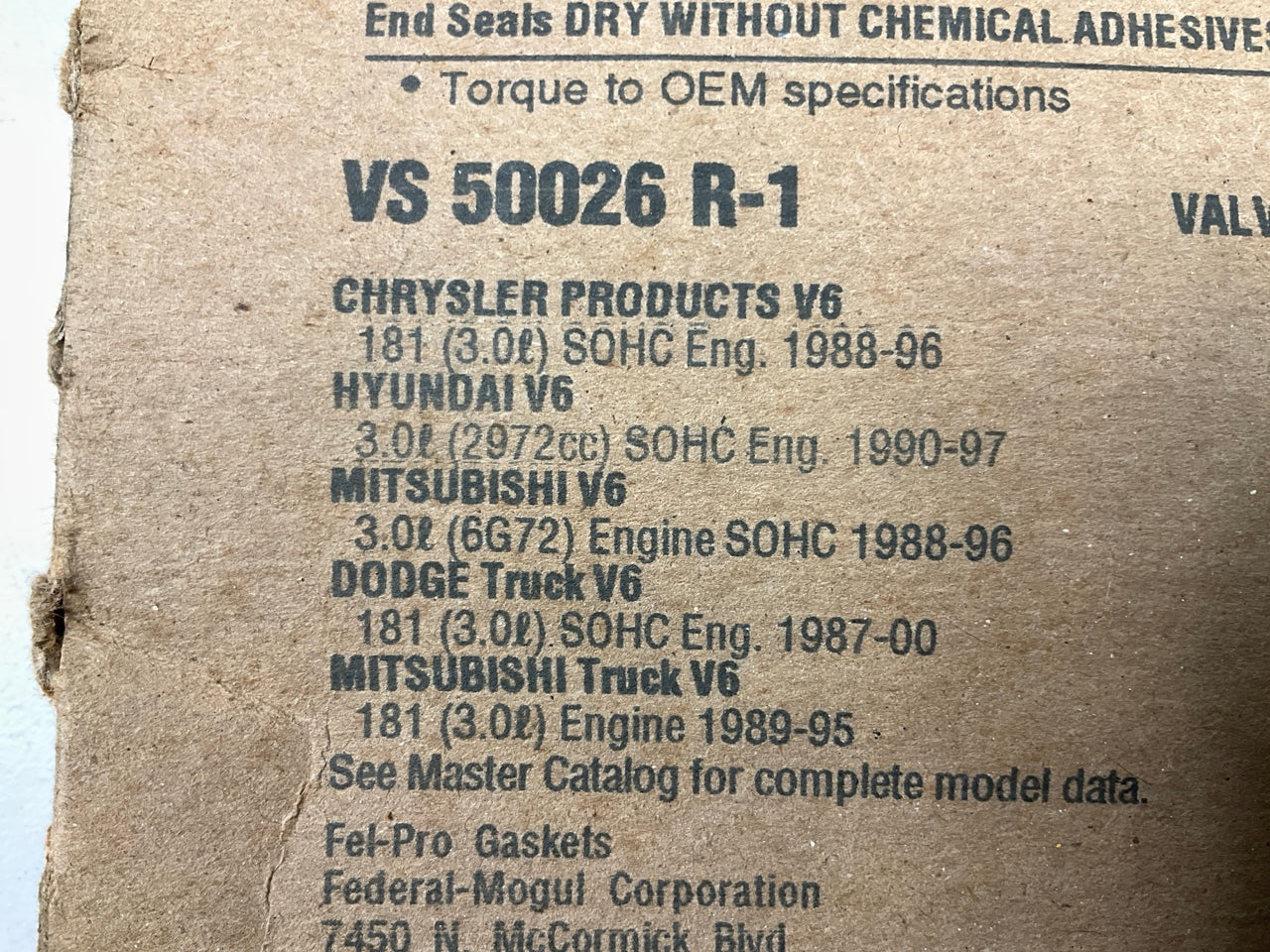Fel-Pro VS50026R-1 Valve Cover Gasket Set For 1987-2000 Chrysler 3.0L V6