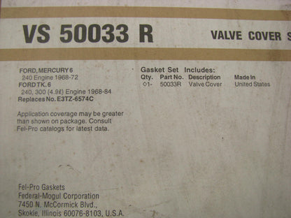 Fel-Pro VS50033R Valve Cover Gasket 1968-84 Ford 240 300 I6