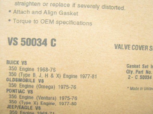 Fel-pro VS50034C Engine Valve Cover Gasket Set