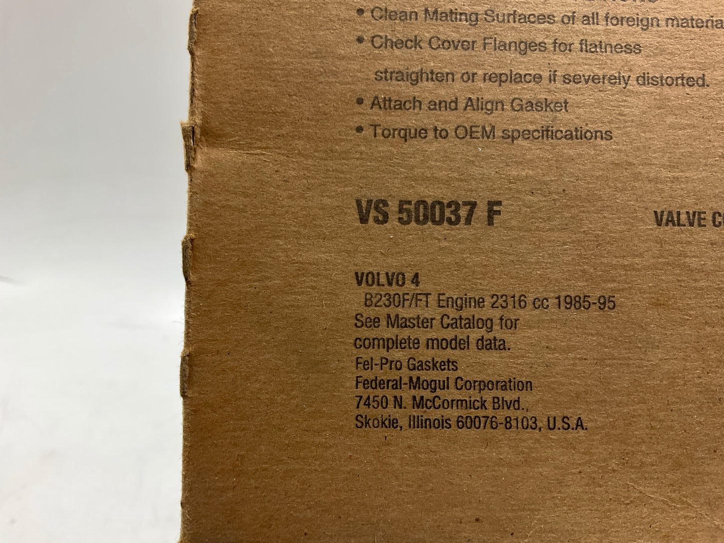 Fel-Pro VS50037F Valve Cover Gasket 1985-1995 Volvo 240 244 245 740 760 780 2.3L