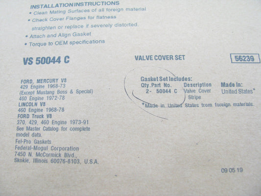 Fel-pro VS50044C Engine Valve Cover Gasket Set - BIG BLOCK FORD 429 460 V8
