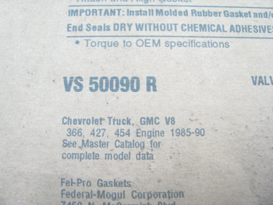 FEL-PRO VS50090R Engine Valve Cover Gasket Set - 1985-1990 Chevy GMC 454 7.4L V8