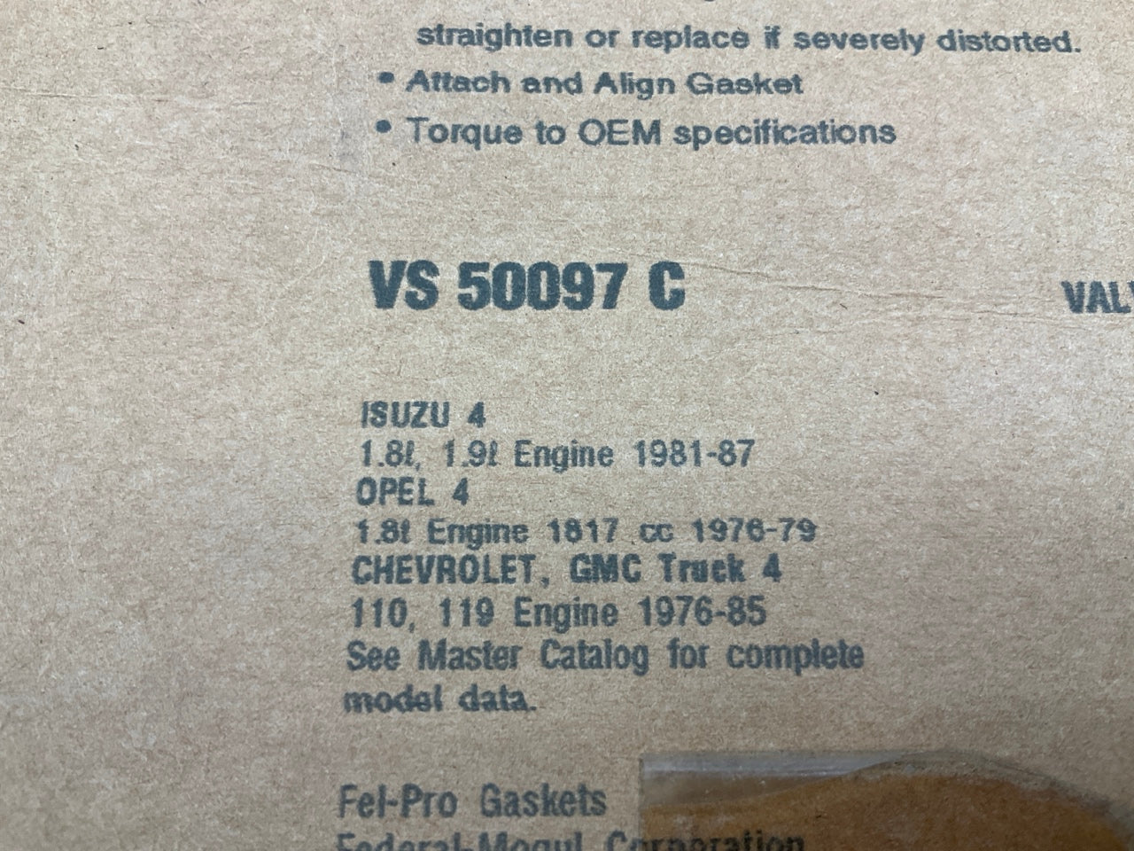 Fel-Pro VS50097C Valve Cover Gasket Set 1976-87 GMC Chevrolet Isuzu 1.8L 1.9L I4