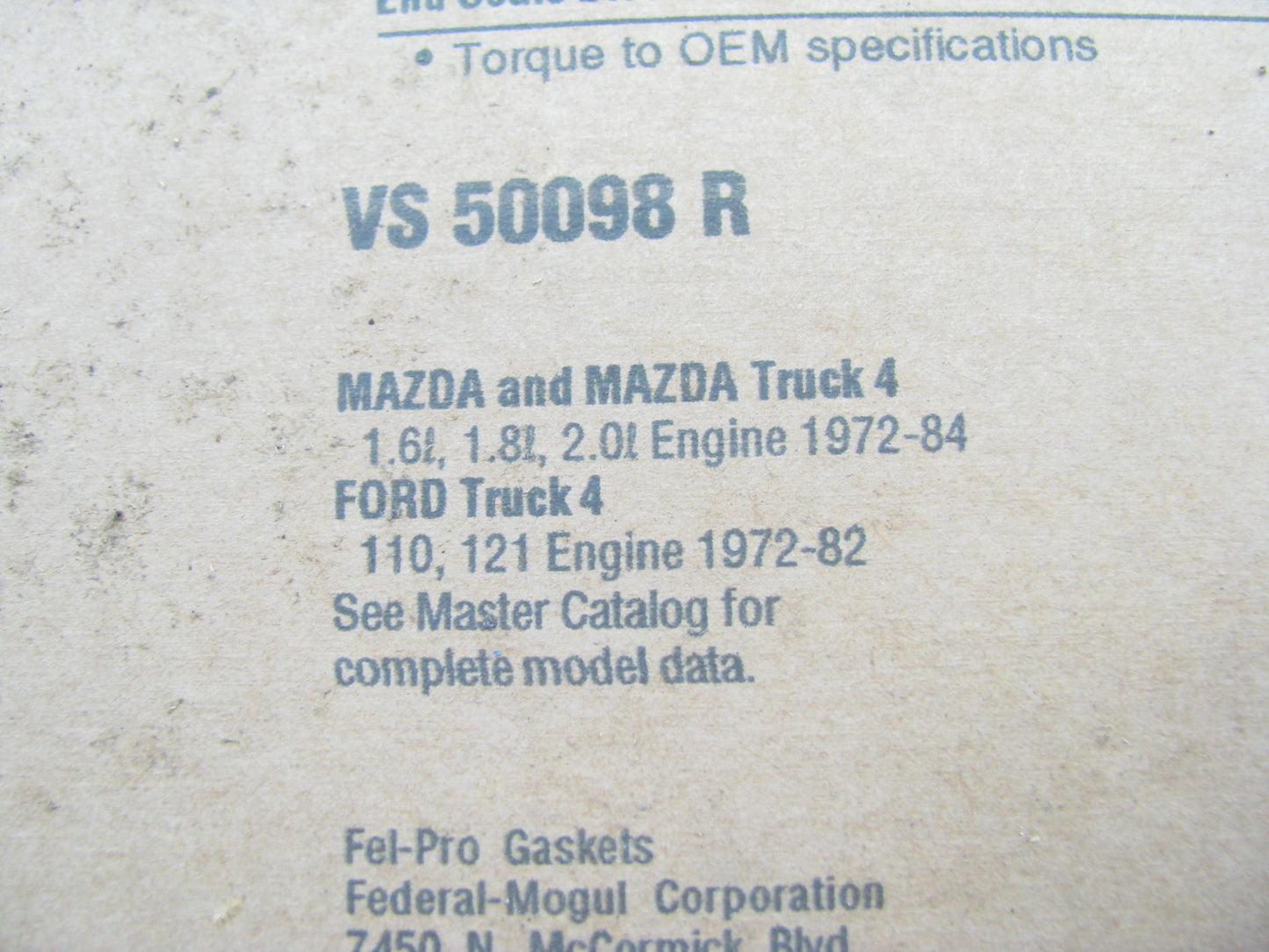 FEL-PRO VS50098R Engine Valve Cover Gasket Set - 1970-1984 Ford 1.6L 1.8L 2.0L