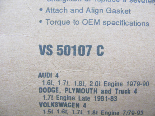 Fel-pro VS50107C Valve Cover Gasket Set 1979-1983 VW Audi 1.6L 1.7L 1.8L 2.0L