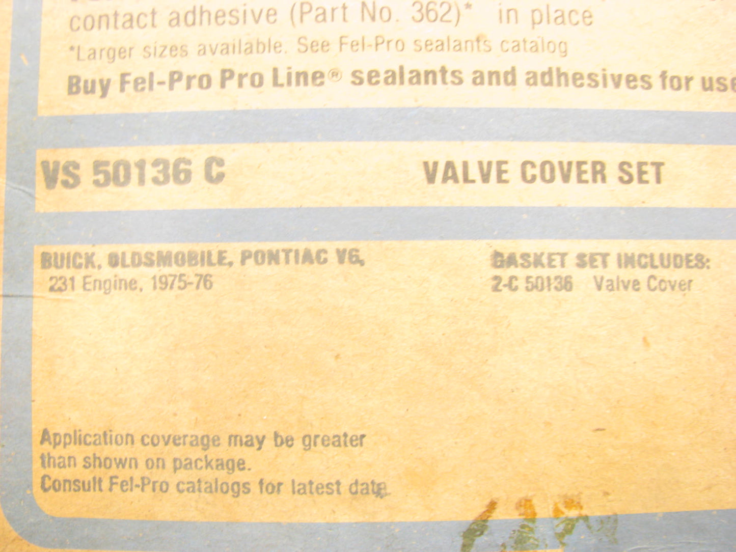 Fel-pro VS50136C Valve Cover Gasket Set  75-77 Pontiac Oldsmobile Buick 231 3.8L