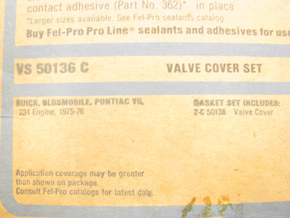 Fel-pro VS50136C Valve Cover Gasket Set  75-77 Pontiac Oldsmobile Buick 231 3.8L